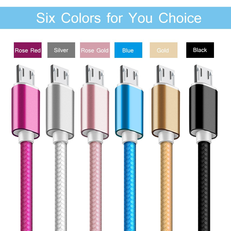 Cáp sạc truyền dữ liệu đầu micro USB/type c/2.1A dài 1m cho iOS Android