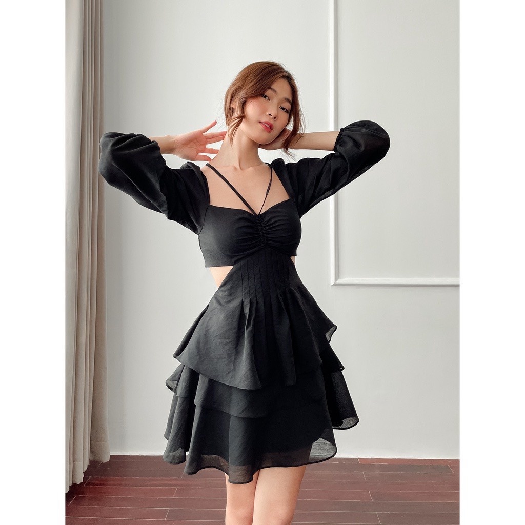 Đầm Xòe 3 Tầng khoét eo Cut Out Lưng - D0488