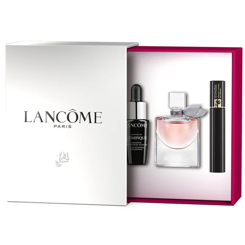 Set quà tặng nước hoa mini Lancome La Vie Est Belle EDP 4ml + Serum Advanced 10ml + mascara Hypnose