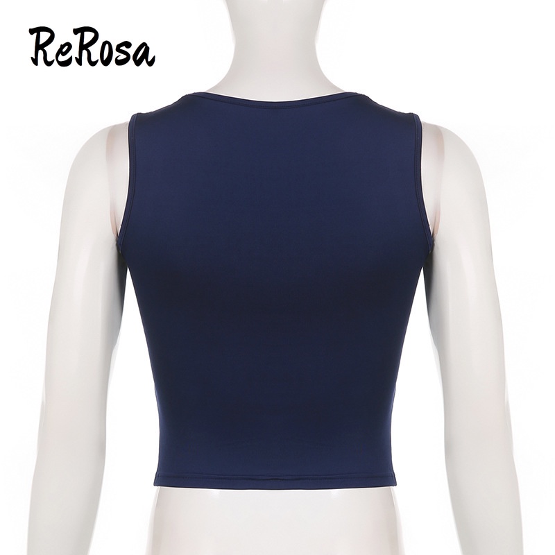 Rerosa Áo Tank Top Hai Dây Ôm Dáng Màu Trơn Quyến Rũ Dễ Phối Đồ Cho Nữ
