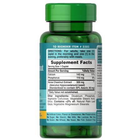 Viên uống hỗ trợ suy giãn tĩnh mạch chân Horse Chestnut 300mg Puritan's Pride 100v