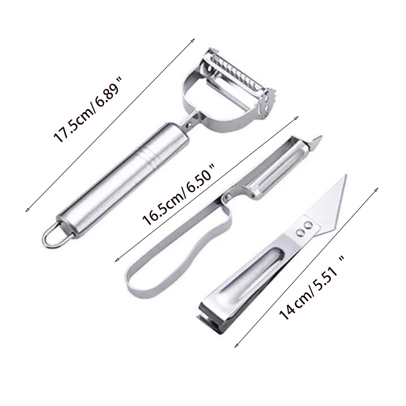 QQ Bộ Dao Gọt Vỏ Rau Củ Quả 3 Trong 1 Bằng Thép Không Gỉ Tiện Dụng