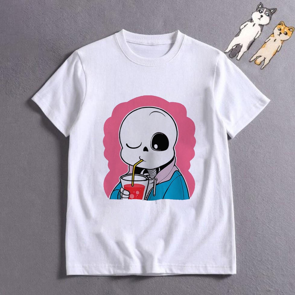 Áo thun Sans Undertale ink game hút sữa có size cho trẻ em nam nữ 3d màu trắng unisex dễ thương