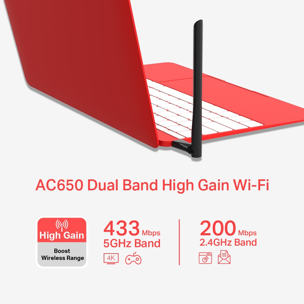 [Hỏa Tốc] Bộ Chuyển Đổi USB Wifi Mercusys MU6H Băng Tần Kép Độ Lợi Cao AC 650Mbps