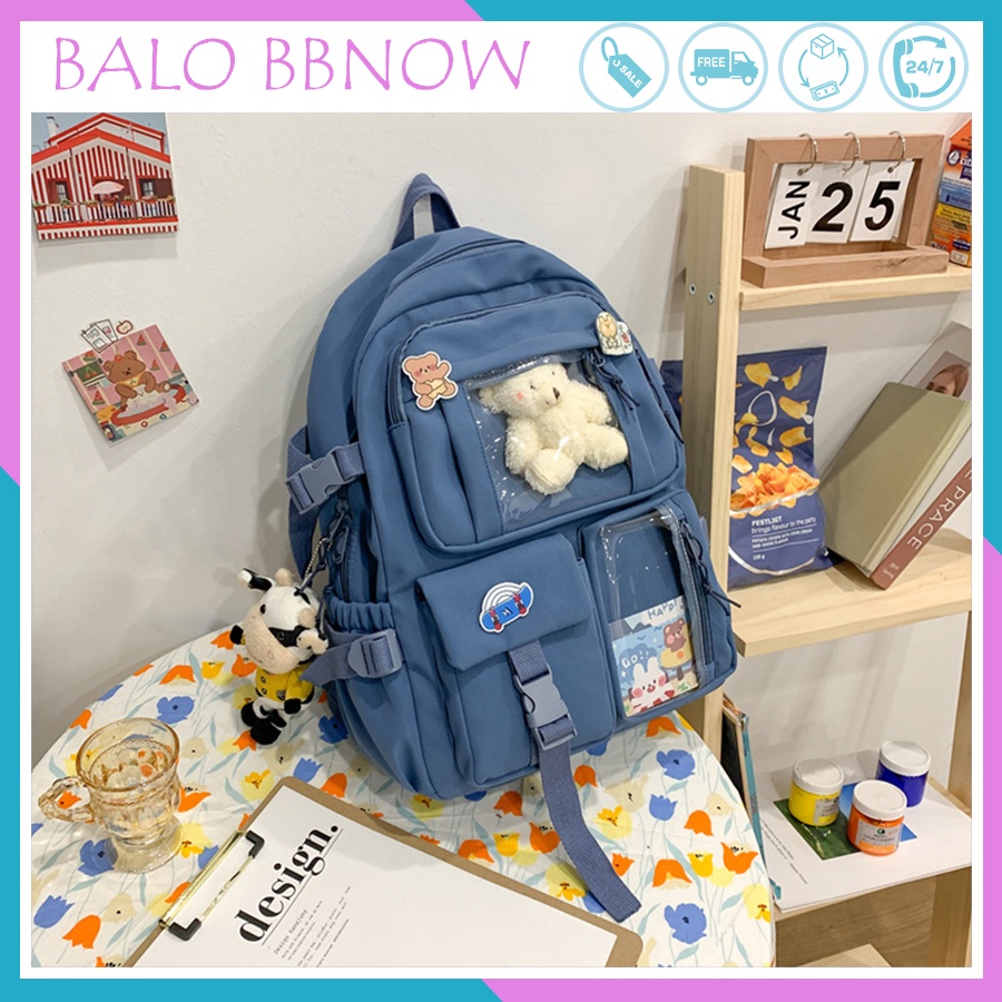 Balo nữ đi học giá rẻ thời trang đẹp cá tính BBNOW BL2 - tặng kèm sticker dễ thương