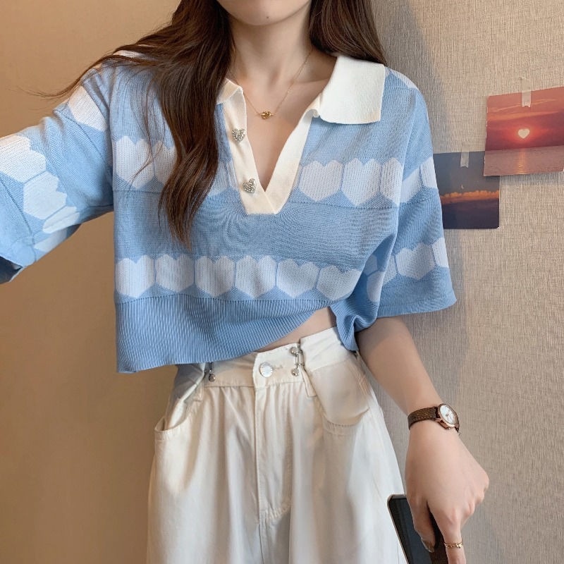 Áo Sơ Mi Ngắn Tay Cổ Polo Dáng Rộng Thiết Kế Thời Trang Mùa Hè Mới Cho Nữ