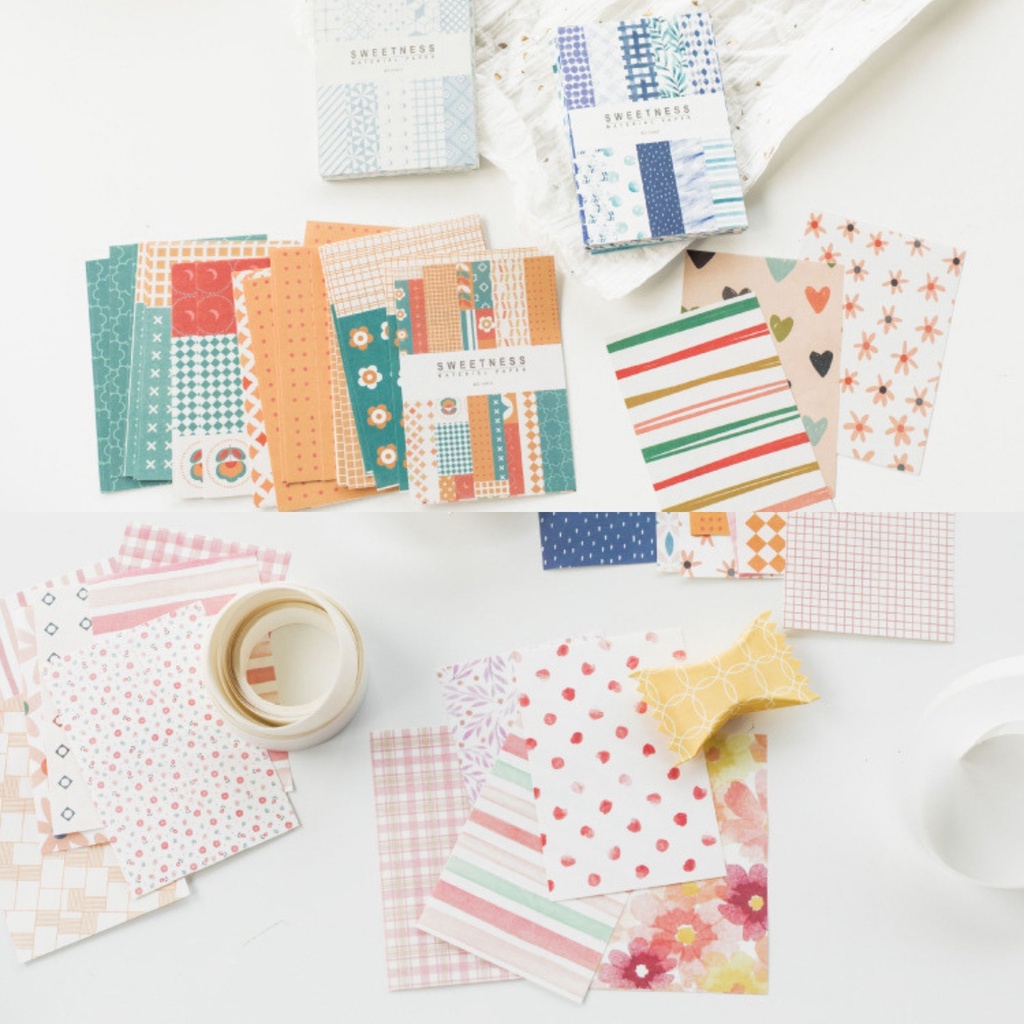 Giấy trang trí sổ tay họa tiết cute set 50 tờ, giấy trang trí vintage trang trí thiệp, quà, nhật ký