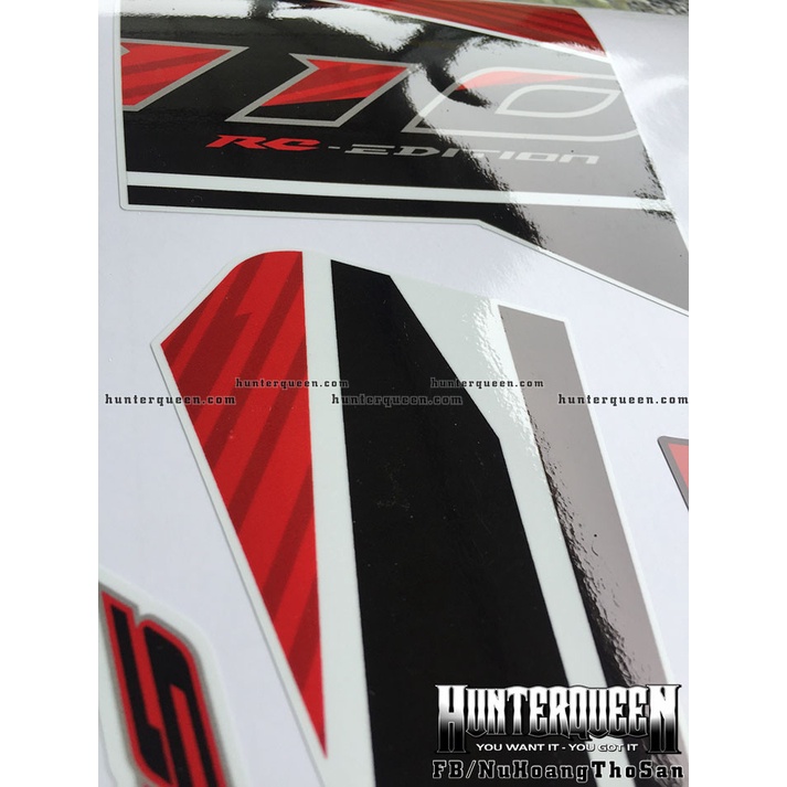 Tem rời dán xe Sirius RC trắng đen 2021. Decal cao cấp không bay màu