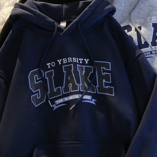 Áo hoodie ZHELIHANGFEI tay dài dáng rộng in họa tiết phong cách đi học dễ phối đồ thời trang
