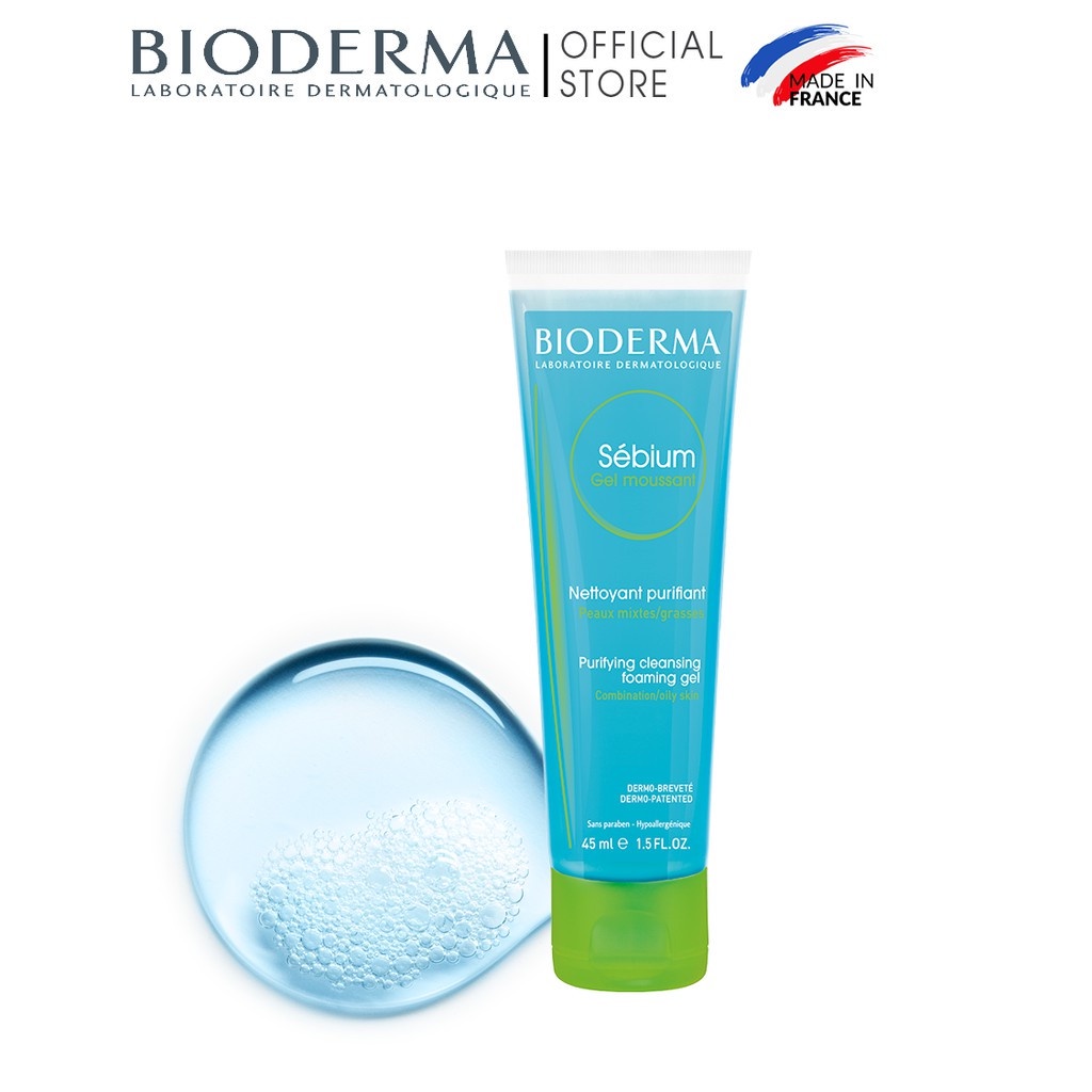 Sữa rửa mặt dạng gel hỗ trợ ngăn ngừa mụn dành cho da hỗn hợp da dầu da mụn Bioderma Sebium Gel Moussant