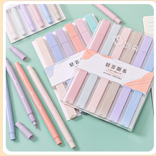 Sét bút dạ hai đầu bút đánh dấu bút highlight  6 màu sáng tạo cho học sinh