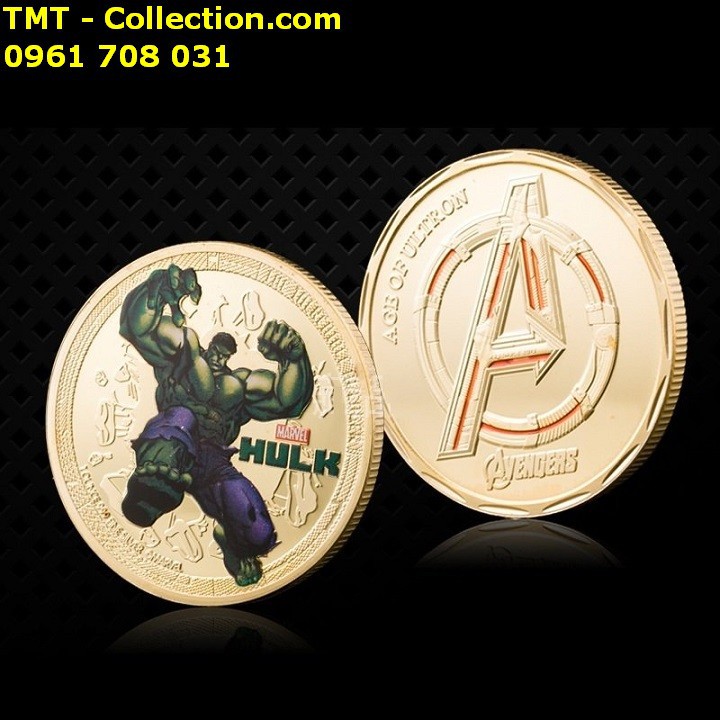 Xu Avengers Marvel Siêu Anh Hùng Hulk Vàng; Màu: vàng; đường kính của xu là 4cm-TMT Collection-SP002460