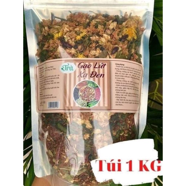 Trà gạo lứt xạ đen - túi zip 1kg có thêm hoa cúc