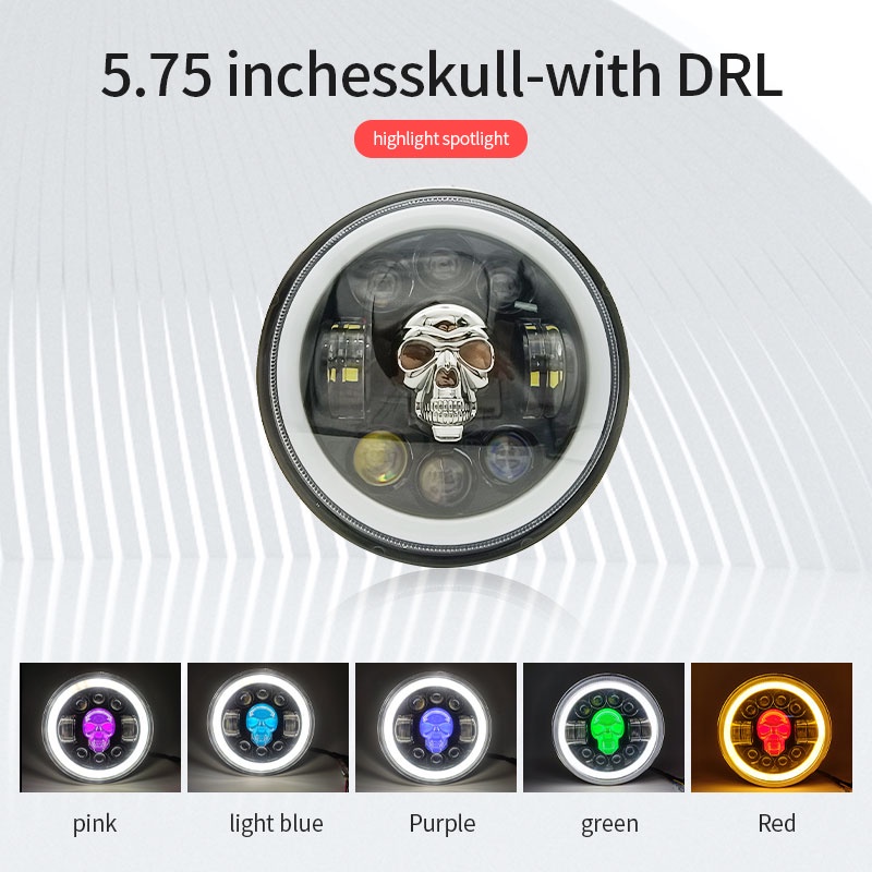 Đèn Pha LED 5.75 inch 4 Màu DRL 65W Chất Lượng Cao Cho Xe Mô Tô