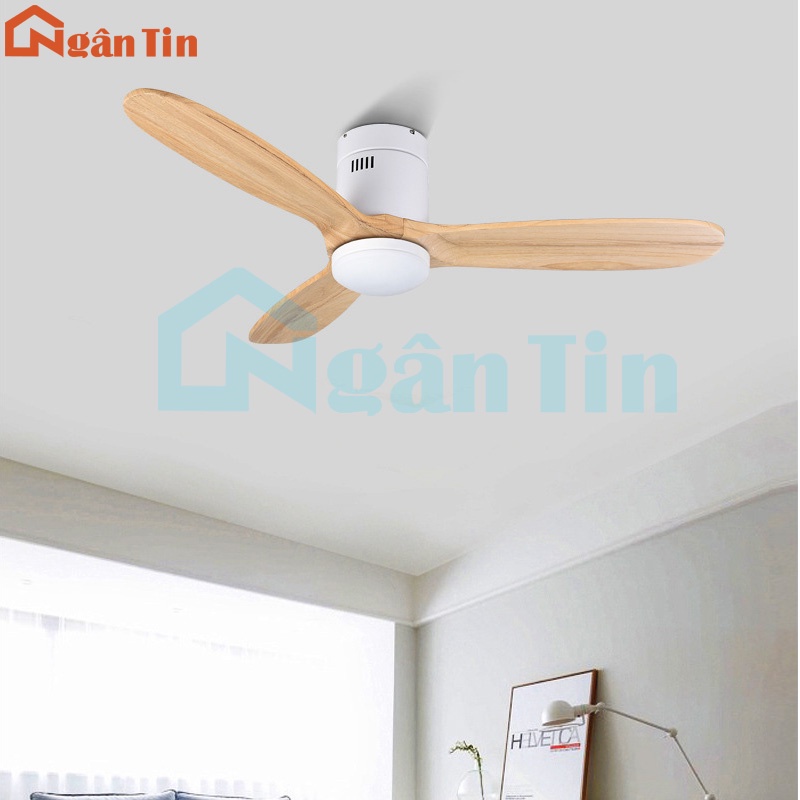 Quạt Trần Đèn Led 3 Cánh Gỗ Trang Trí Sảnh Phòng Khách Cao Cấp VF36 Ngân Tin (Kèm remote điều khiển từ xa)