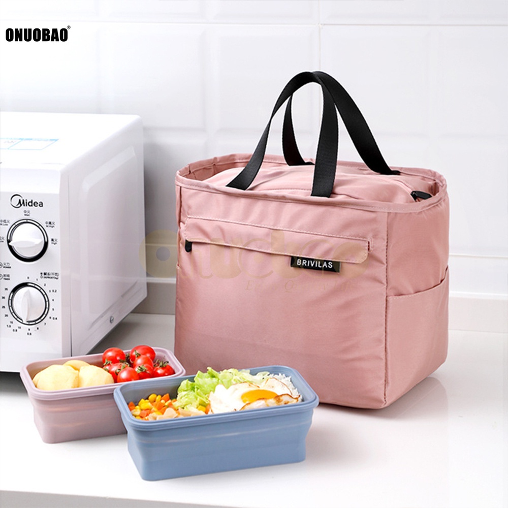 Túi nhựa đựng thức ăn trưa Onuobao chất liệu giấy nhôm cách nhiệt có túi bên