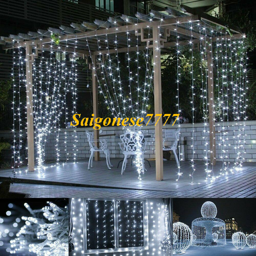 Dài 3M* 2.2M Rèm Đèn Led Hiệu Ứng Đèn Mưa Rơi Chống Nước Trang Trí Tiệc Sân Vườn Noel Lễ Tết