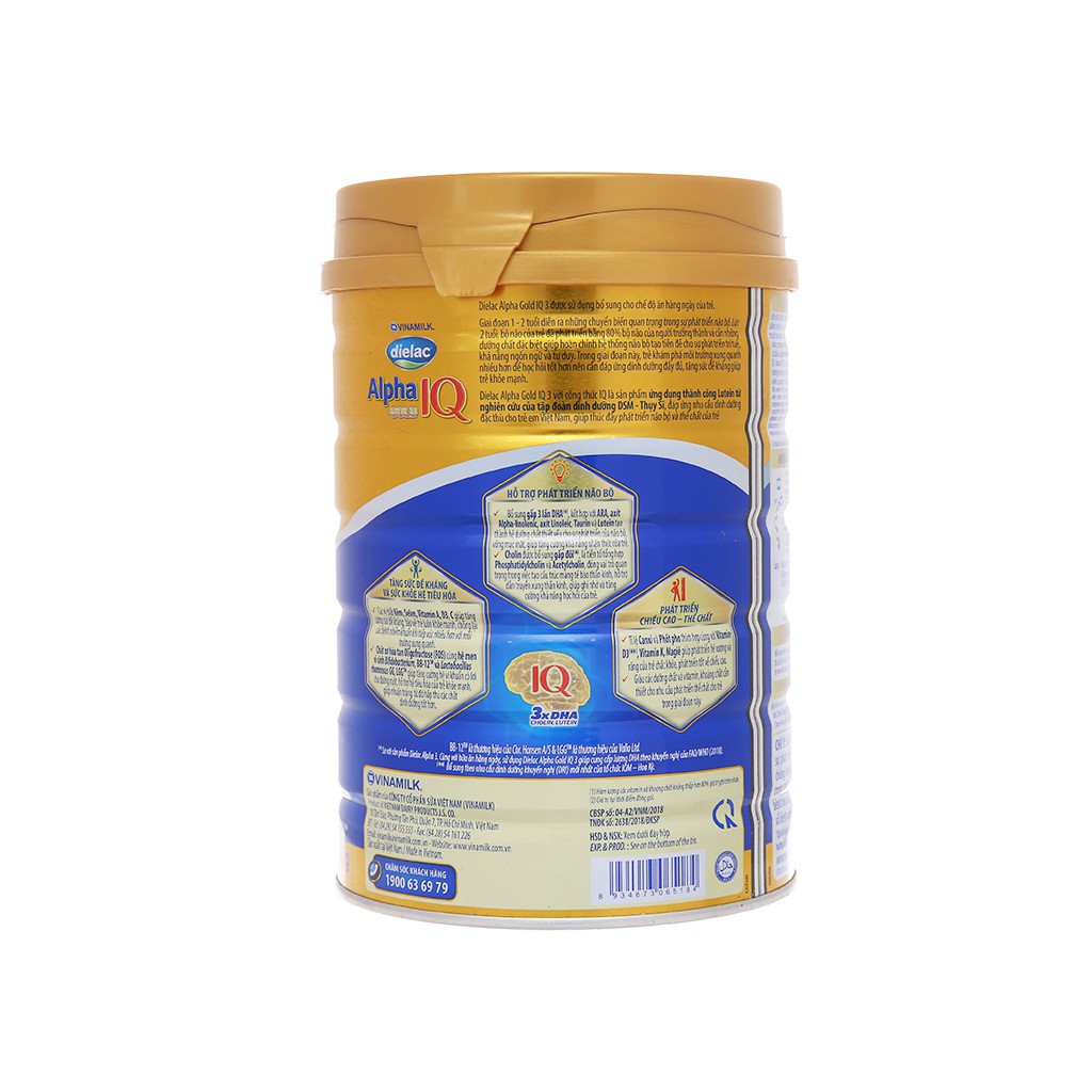 Sữa bột Dielac Alpha Gold IQ 3 lon 900g (1 - 2 tuổi)
