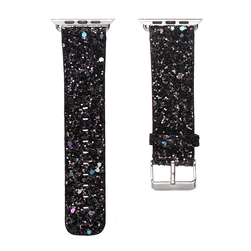 Dây Đeo Bằng Da Đính Kim Cương Giả Chất Lượng Cao 41mm 45mm 38mm 40mm 42mm 44mm Cho iWatch 8 7 6 5 SE 4 3 2