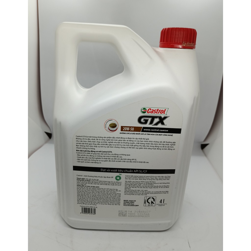 Dầu nhớt động cơ cao cấp dành cho ô tô Castrol GTX 20W-50 4Lít