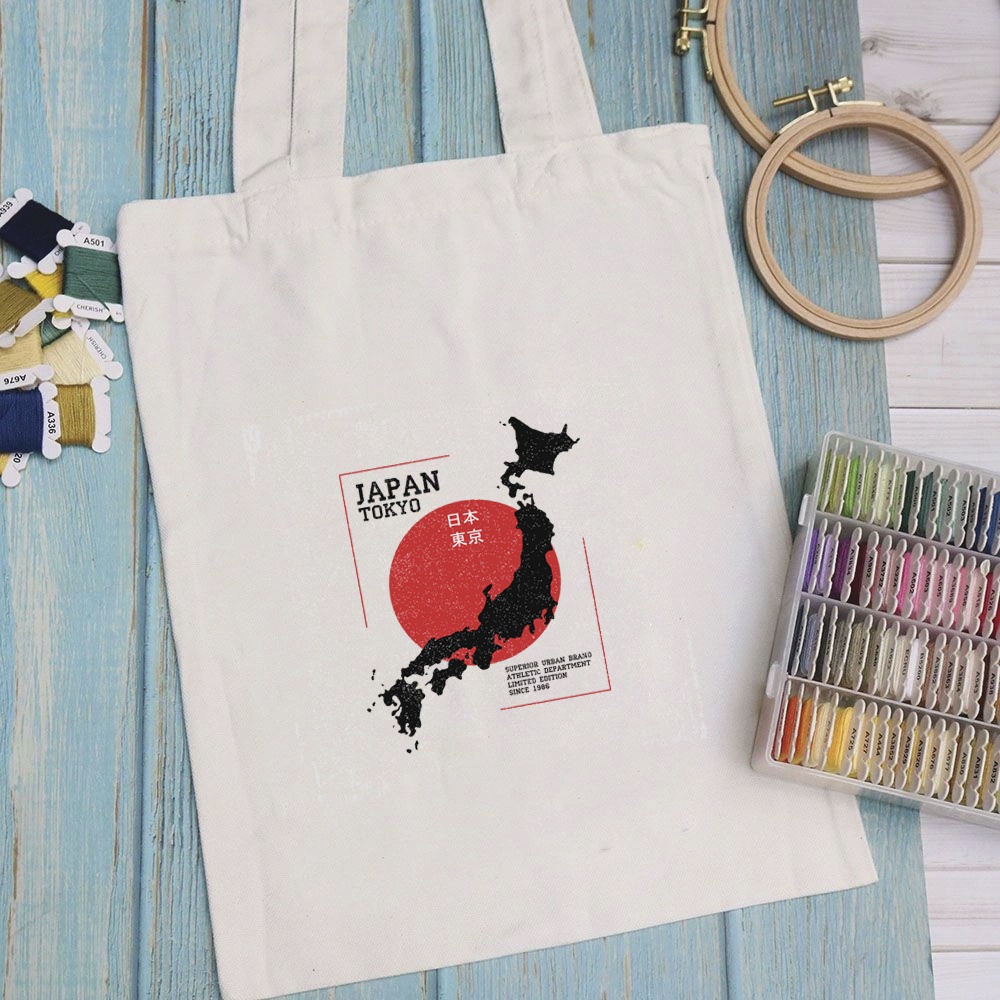 Túi vải túi Tote JAPAN - Mẫu 4 vải canvas dày đẹp cho nữ có khóa miệng đi học đi chơi. In hình theo yêu cầu