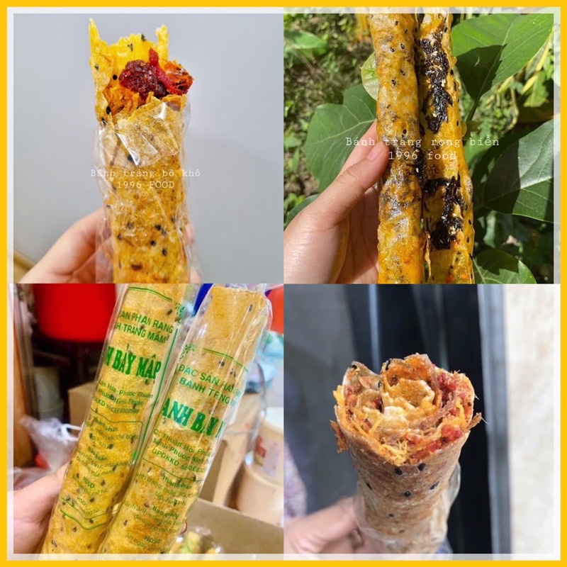 Bánh Tráng Nướng Cuộn vị Bò Khô, vị Rong Biển Anh Bảy Mập thơm ngon, 1996 FOOD Đồ Ăn Vặt Vừa Ngon Vừa Rẻ