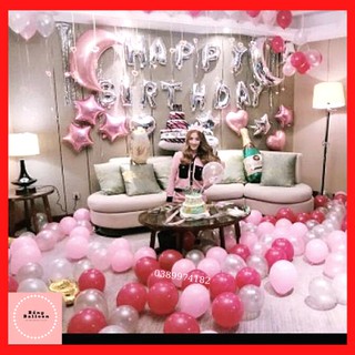 Set bóng trang trí sinh nhật cho người yêu bạn gái màu hồng sang chảnh s88