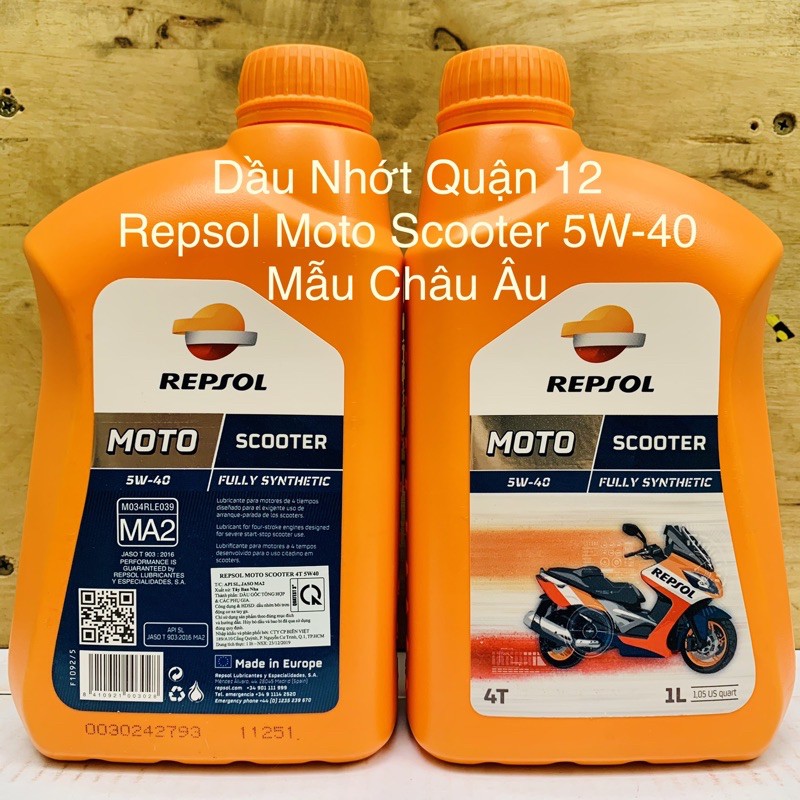 Nhớt Cao Cấp Xe Tay Ga Repsol Moto Scooter 4T 5W-40 Fully Synthetic 1 Lit - Made in Spain