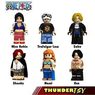 Minifigures nhân vật one piece Ace, Sabo, Shanks, Nami, Robin, Law