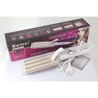 Máy làm tóc xoăn, bấm sóng nước 3 trục KEMEI cao cấp