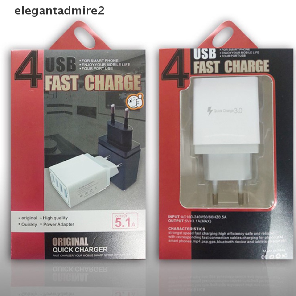 Củ Sạc Nhanh 4 Cổng USB US EU UK 5V Gắn Tường Thông Dụng Cho Điện Thoại