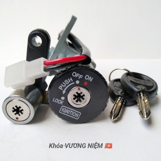 Trọn bộ khóa xe Mio nhỏ + khóa yên chìa 8 cạnh chống trộm cao cấp chính hãng VƯƠNG NIỆM 🇻🇳