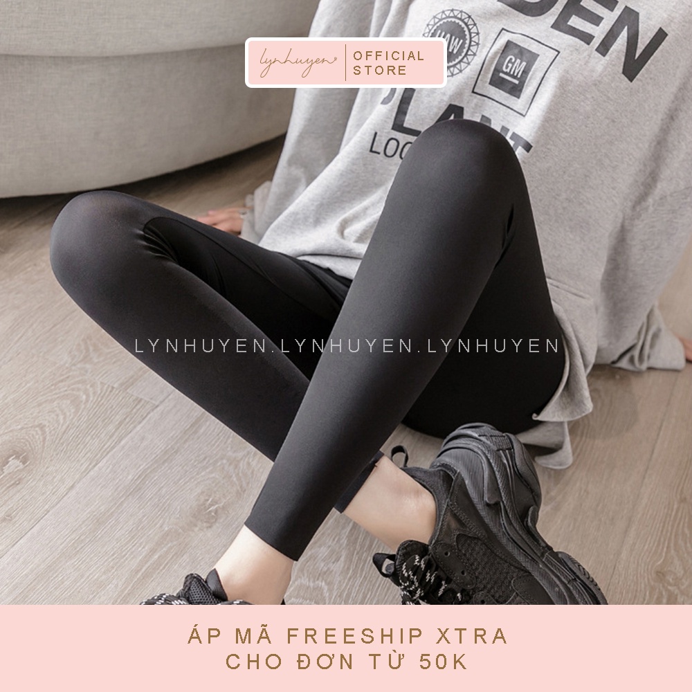 Quần Legging Nữ Dài Nâng Mông Cạp Cao Thun Lạnh Lynhuyen - Màu Đen - Q010