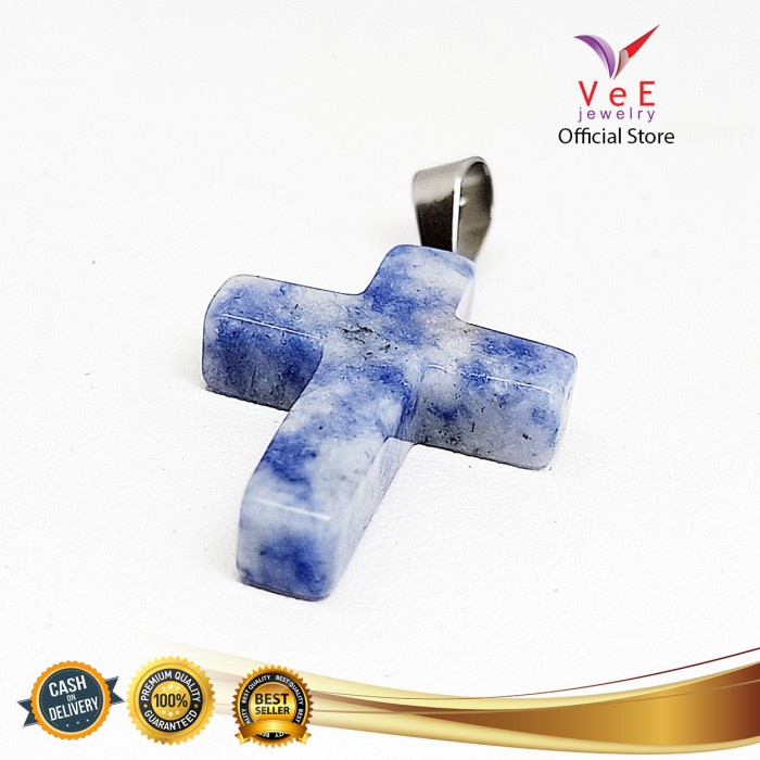 Mặt dây chuyền hình thánh giá bằng đá Lapis Lazuli 091