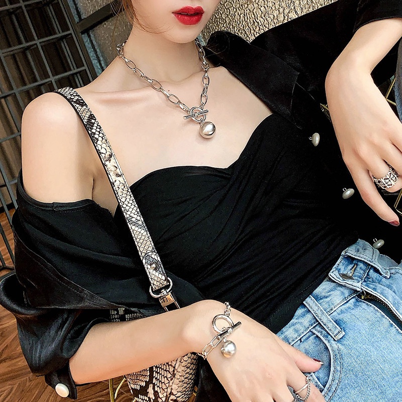 Dây Chuyền Mặt Quả Cầu Phong Cách Punk