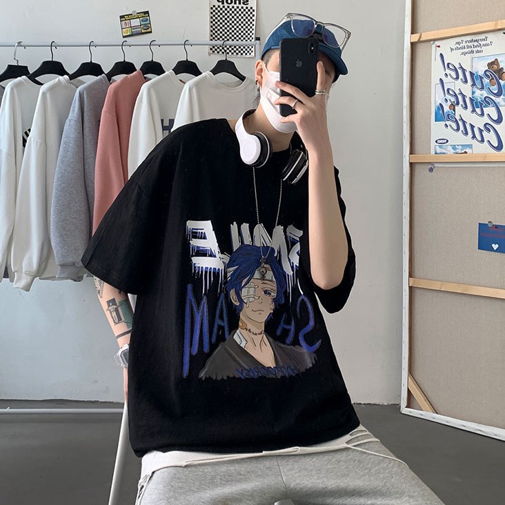 Áo nam tay ngắn in hình anime trẻ trung