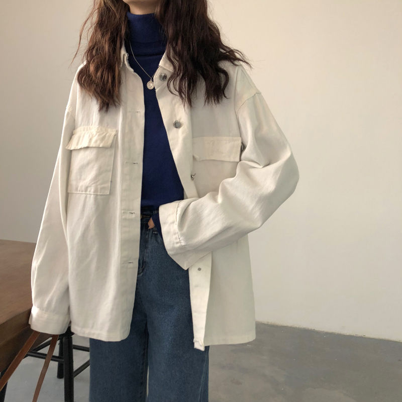 Áo Khoác Denim Dài Tay Dáng Rộng Phong Cách Trẻ Trung Thời Trang Nữ