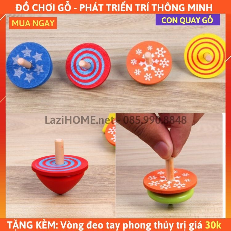 [MUA 1 ĐƯỢC 2] do choi tre em, đồ chơi trẻ em CON QUAY GỖ Lazi HOME - Tặng kèm vòng đeo tay phong thủy trị giá 30k