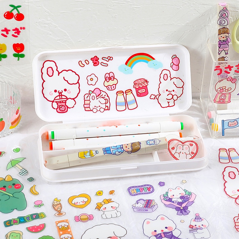 Bộ 5 Tấm Sticker Trong Suốt Chống Thấm Nước Hình Động Vật Hoạt Hình Đáng Yêu
