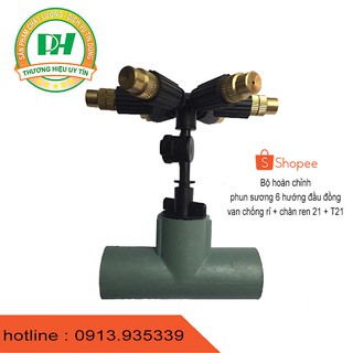 Béc phun sương bộ 5 béc 6 hướng đầu đồng