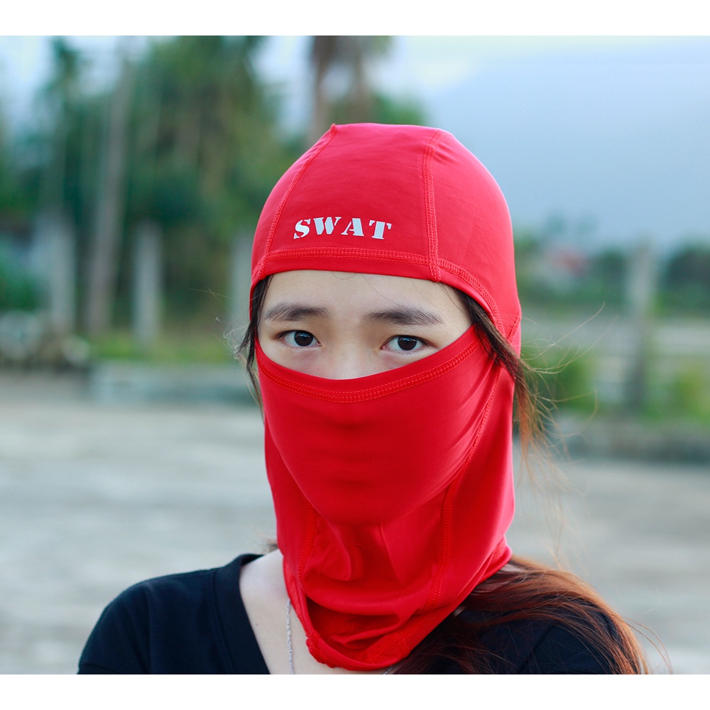 khăn trùm đầu SWAT 3in1 màu đỏ - vải thun lạnh co dãn 4 chiều