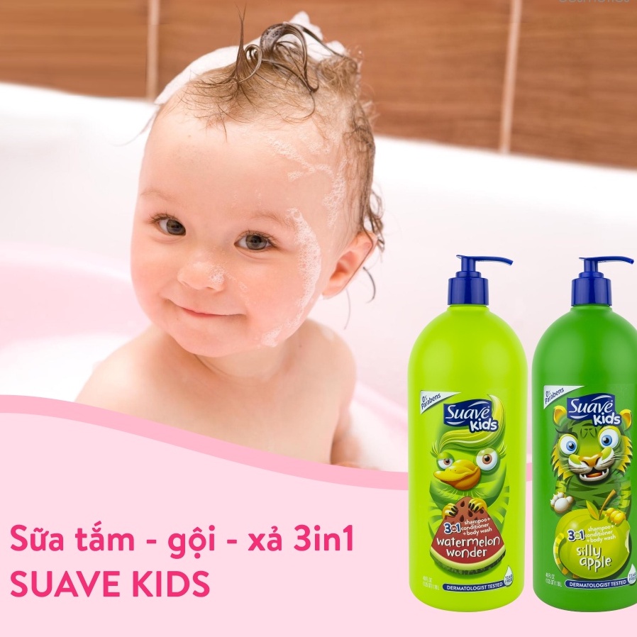 Sữa tắm gội trẻ em Suave Kids 3in1 1.18L Mỹ