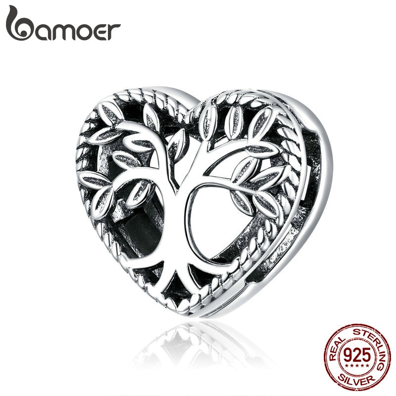 Hạt Charm Bamoer SCX119 Bằng Bạc 925 Thiết Kế Hình Cây Sự Sống Dùng Làm Vòng Tay DIY
