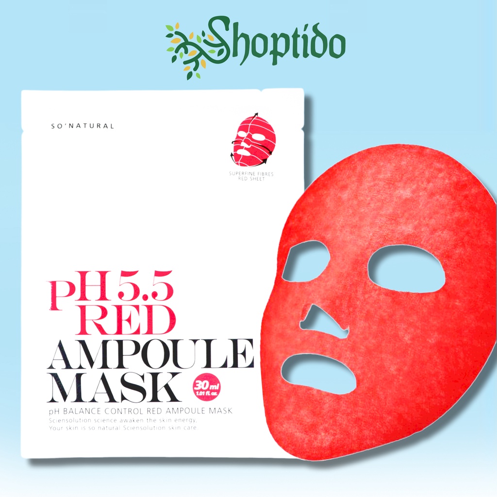 Mặt nạ dưỡng da So Natural cân bằng dộ PH Red ampoule mask PH 5.5 30ml NPP Shoptido