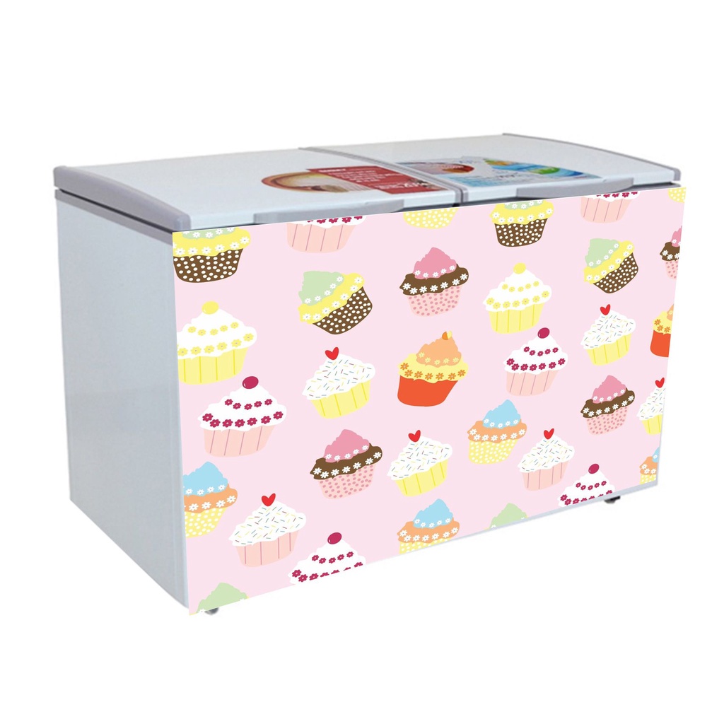 Miếng dán tủ đông - decal dán tủ đông mẫu bánh kem tươi mát không thấm nước mẫu mã đa dạng, đầy đủ kích thước