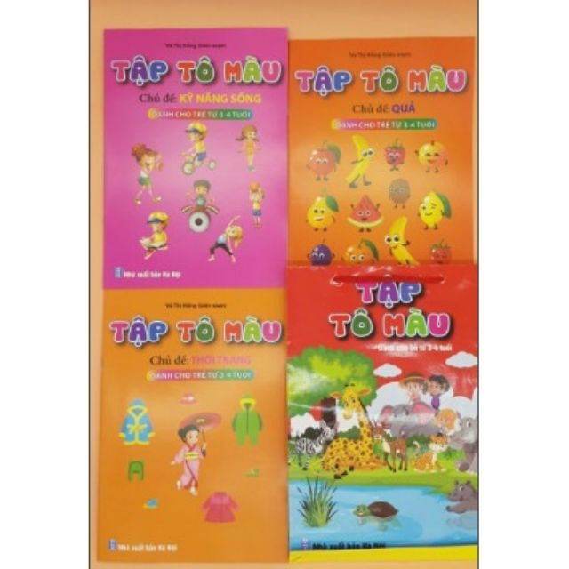 Set 8 quyển - Bộ tập tô cho bé: Tô màu, tô chữ, tô số, phát triển trí tuệ cho trẻ