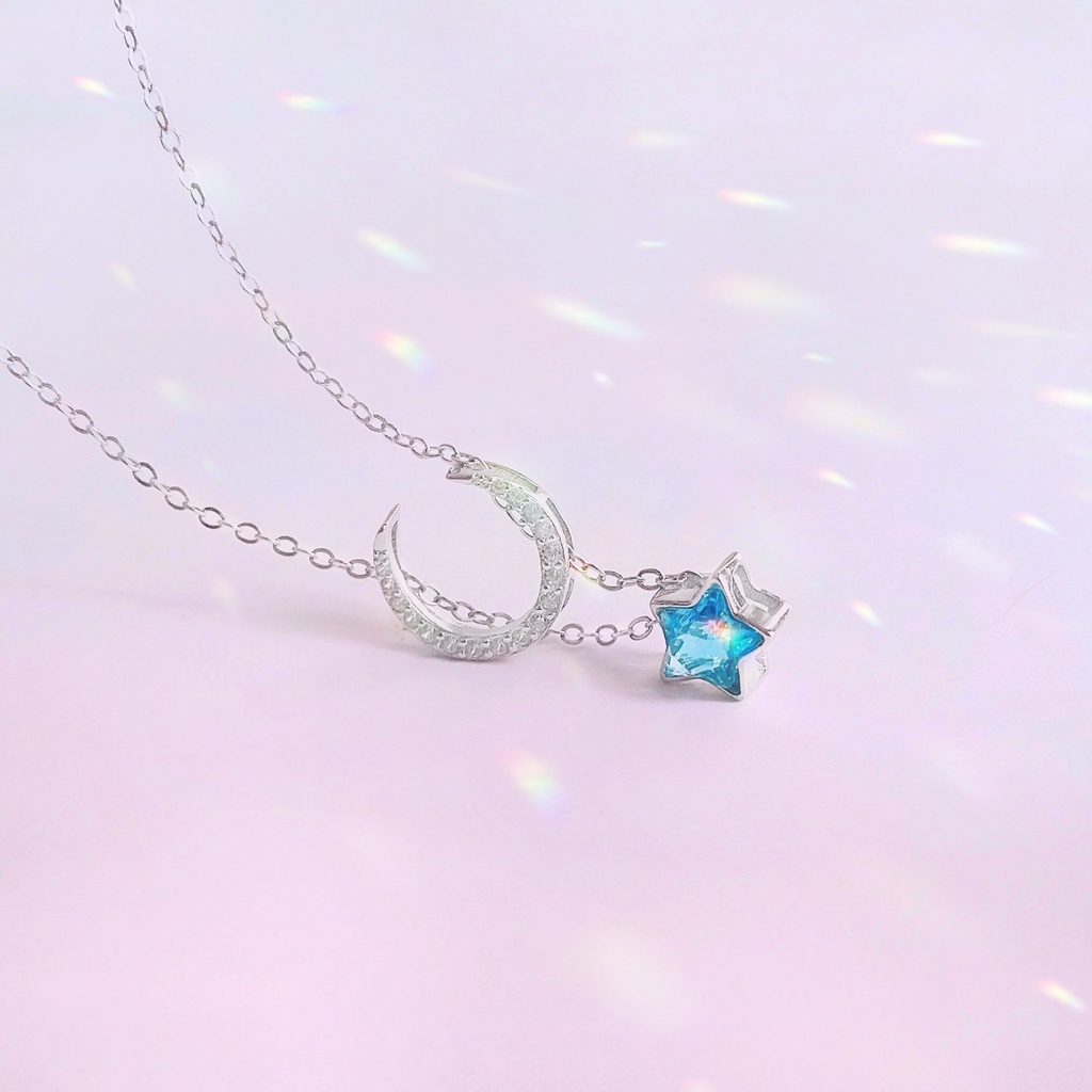 Dây Chuyền Bạc Blue Peach Blue Star V1 DC617