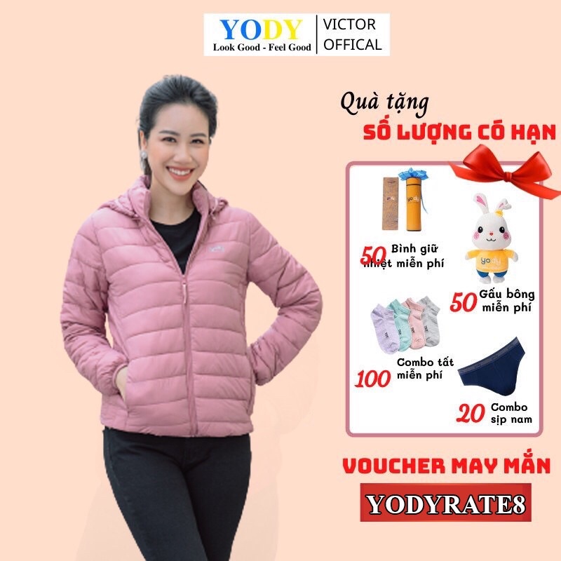 Áo Phao Nữ YODY Có Mũ Dáng Ngắn, Áo Khoác Siêu Nhẹ Chính Hãng Phong Cách Hàn Quốc PHN4000