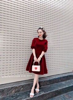 Đầm nhung đỏ cao cấp