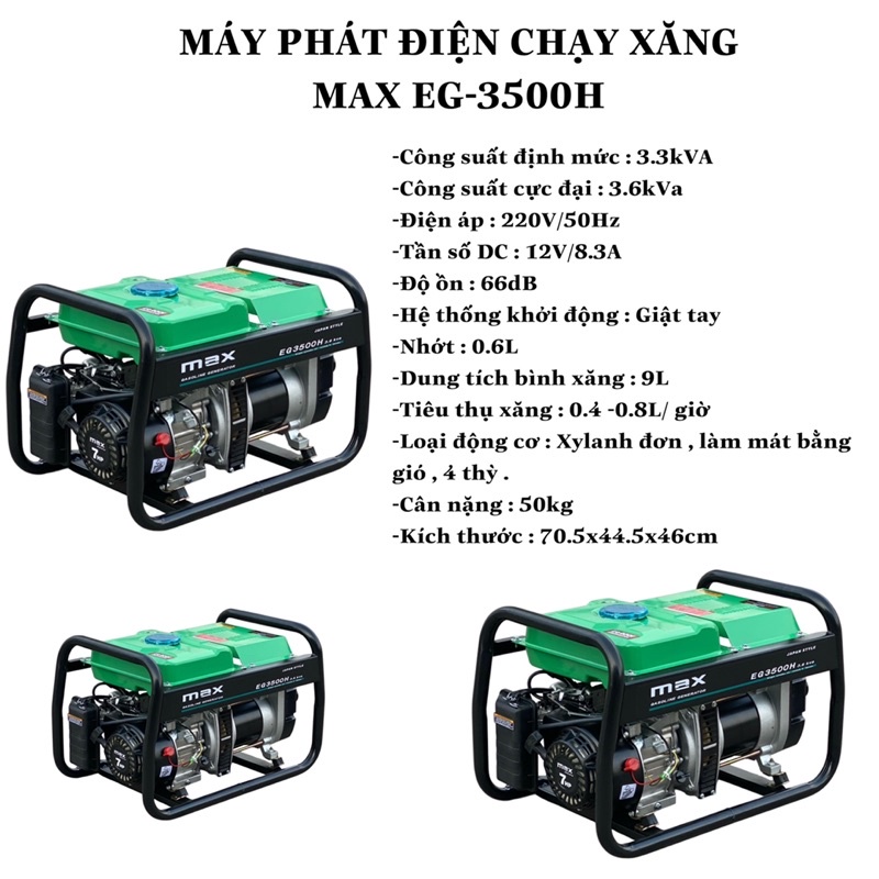 Máy Phát Điện Max EH3500H ( Xanh - Đỏ)